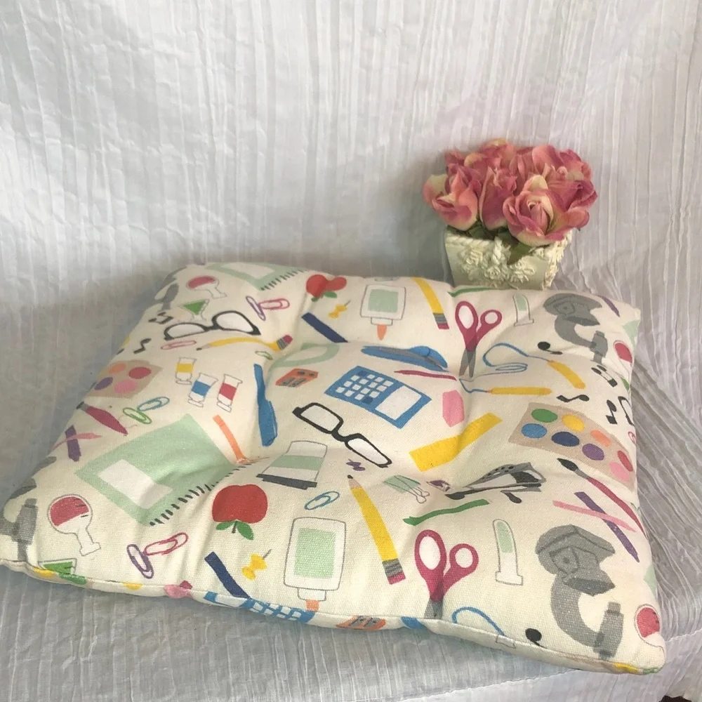 TEACHER SCHOOL inspired thick cushioned square seat cushion 14.5